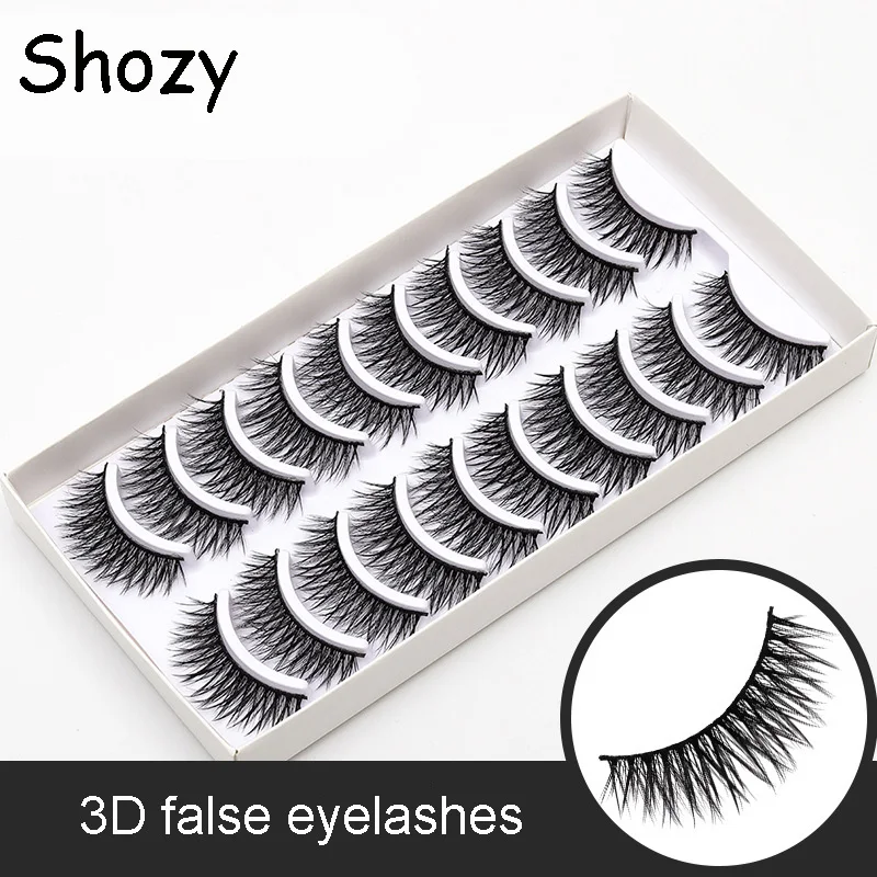 

Shozy 10 pairs 3D natural false eyelashes faux mink eyelashes soft fake lashes eyelash extension for beauty makeup
