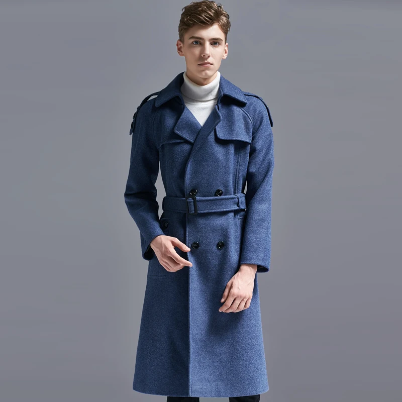 

Wool Trench Luxury Autumn Winter Double Breasted Mens Jackets And Plus Size 6xl Long Style Slim Fit Male Coats