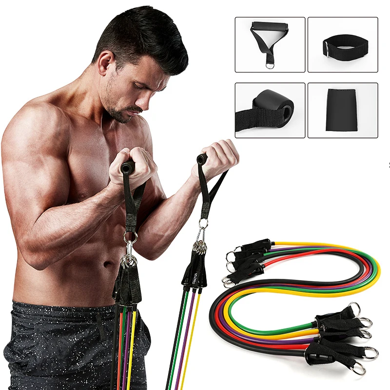 

Home Workout Resistance Bands TRX Fitness Exercises Training Pull Rope Musculation Gym Equipment 11pcs Set Resistance Bands