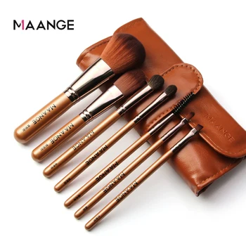 

MAANGE 7 Pcs Makeup Brush Set with Bag Cosmetic Powder Foundation Eyeshadow Eyebrow Blending Concealer Make Up Brush Beauty Tool
