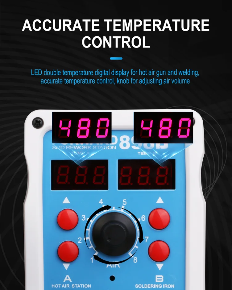 Высококачественный 898D+ промышленный фен с светодиодный дисплеем для SMD Сварка SMT ремонт