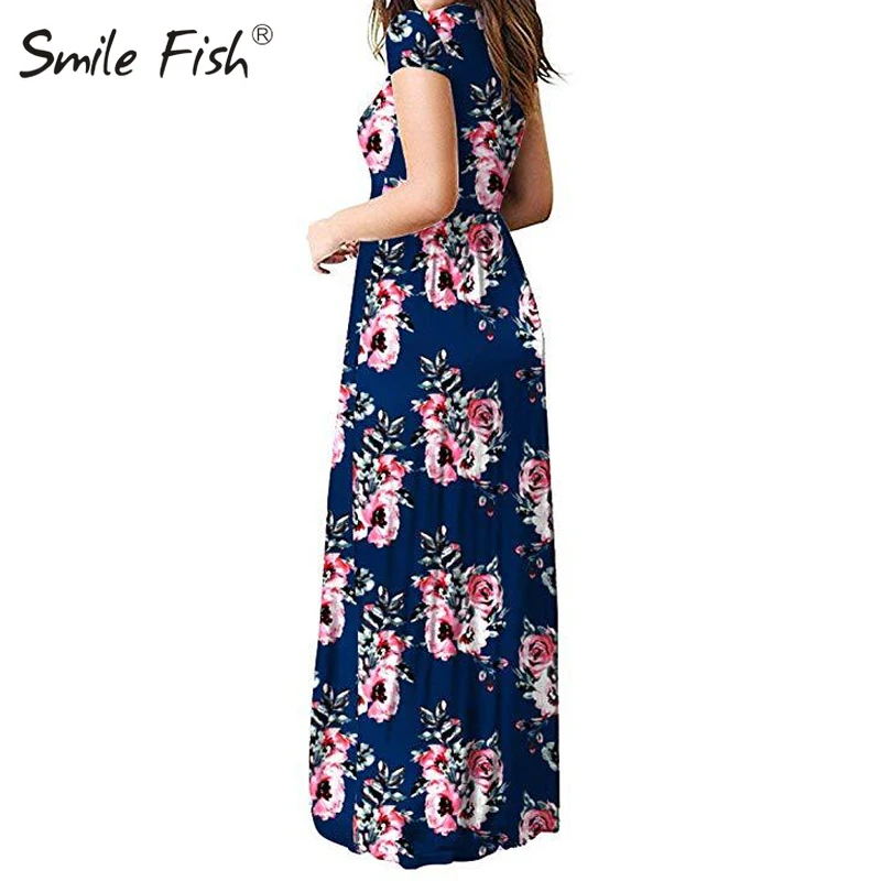 Пляжное богемное летнее женское Макси платье повседневное женское цветочное длинное платье с принтом плюс размер S-2XL женский сарафан GV690