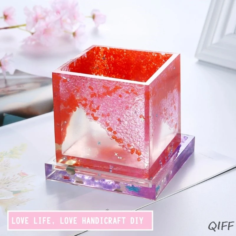 Silicone Mold DIY Pen Holder Epoxy Resin Tools Desk Organizer Decoration Storage Stationary Molds Square Round Hex Geometric Jew