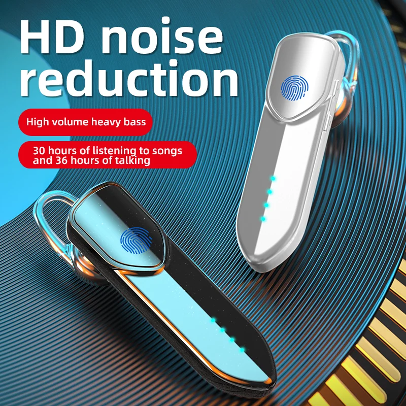 Business Bluetooth Headphone Wireless Handsfree Headset Fingerprint Touch BT V5 0 Earphones with Mic LED Power Display