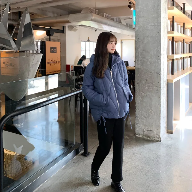 Пальто женское RUGOD, женское корейское зимнее пальто с капюшоном, с длинным рукавом, с хлопковой подкладкой, зимняя куртка, женское повседневное плотное зимнее пальто на шнуровке