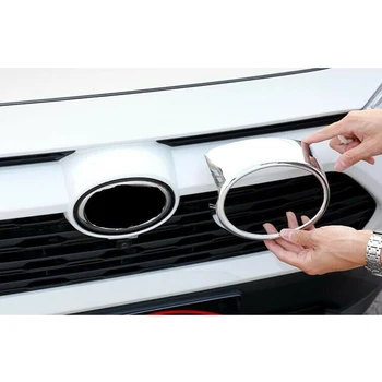 

Chrome Front Grille Logo Decorative Frame Cover Trim For 2019-2020 Toyota RAV4 High Quality Of ABS Plastic Interior Accessories