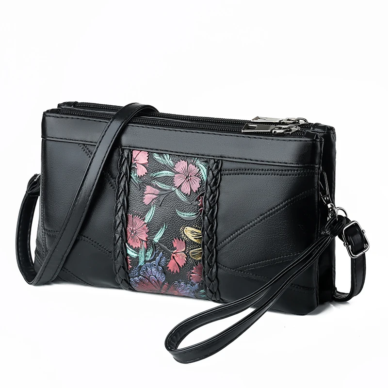 Женские маленькие сумки через плечо Сумки из натуральной кожи для женщин женские сумки через плечо роскошные дизайнерские сумки клатч кошелек - Цвет: BLACK A