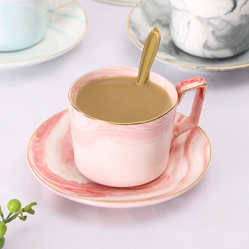 

Marble Ceramic Coffee Cup Set Reusable Cups Cappuccino High Tea Kubek Crockery Environmentally Friendly Home W