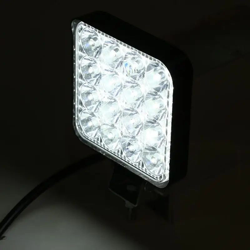 16LED рабочий светильник 48 Вт 2880LM 6500K IP67 водонепроницаемый пылезащитный ударопрочный квадратный автомобильный мини-прожектор противотуманный светильник белый черный