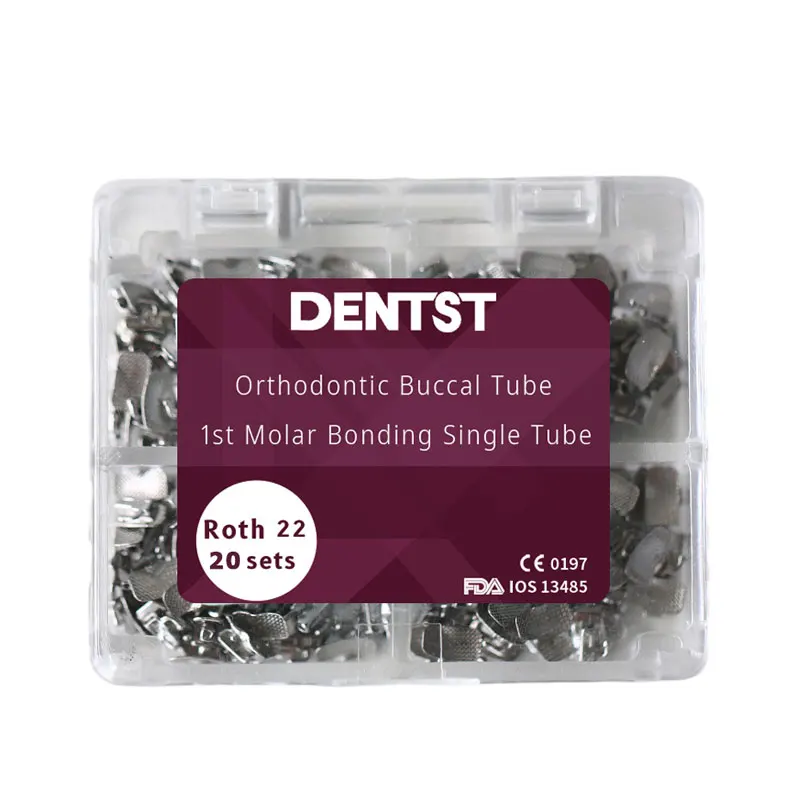 Dentst 20Sets/80Pcs Dental Orthodontische Mondbuis 1st 2nd Molaire Bondable Niet-converteerbare Mesh Base 0.022 enkele Buis Roth Mbt