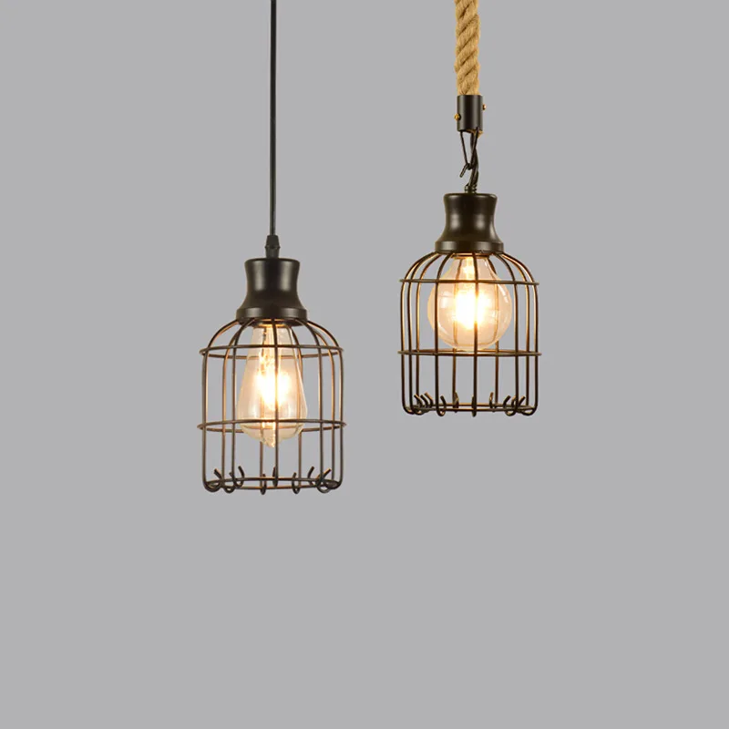 

of hemp rope chandelier for American style rural retro industrial style iron art barber's clothing shop restaurant