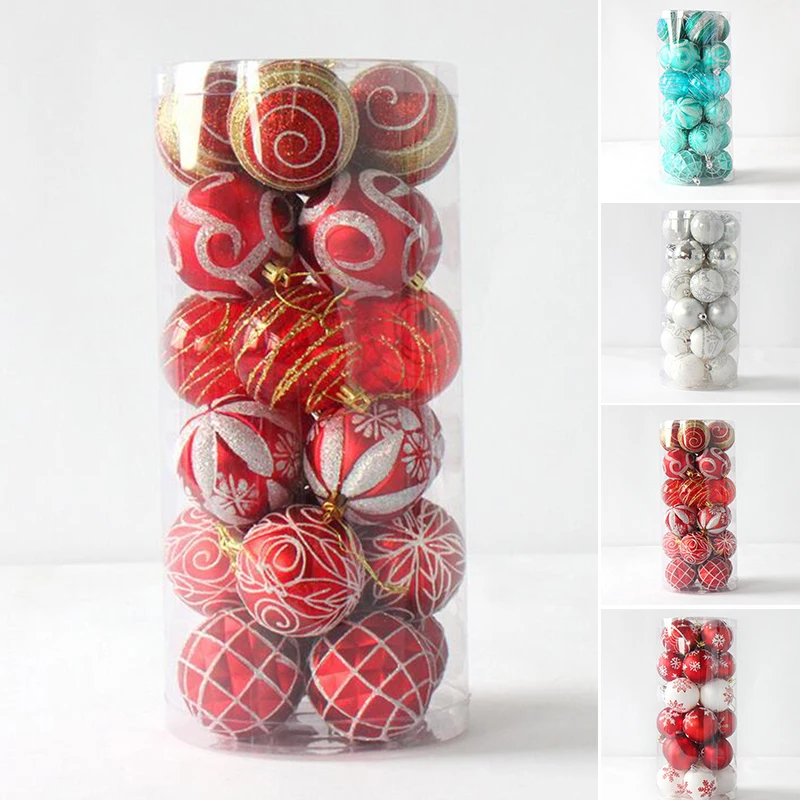 

24pcs/set Painted Mixed Christmas Tree Balls Baubles Window Hanging Pendant Home Furnish Christmas Decoration