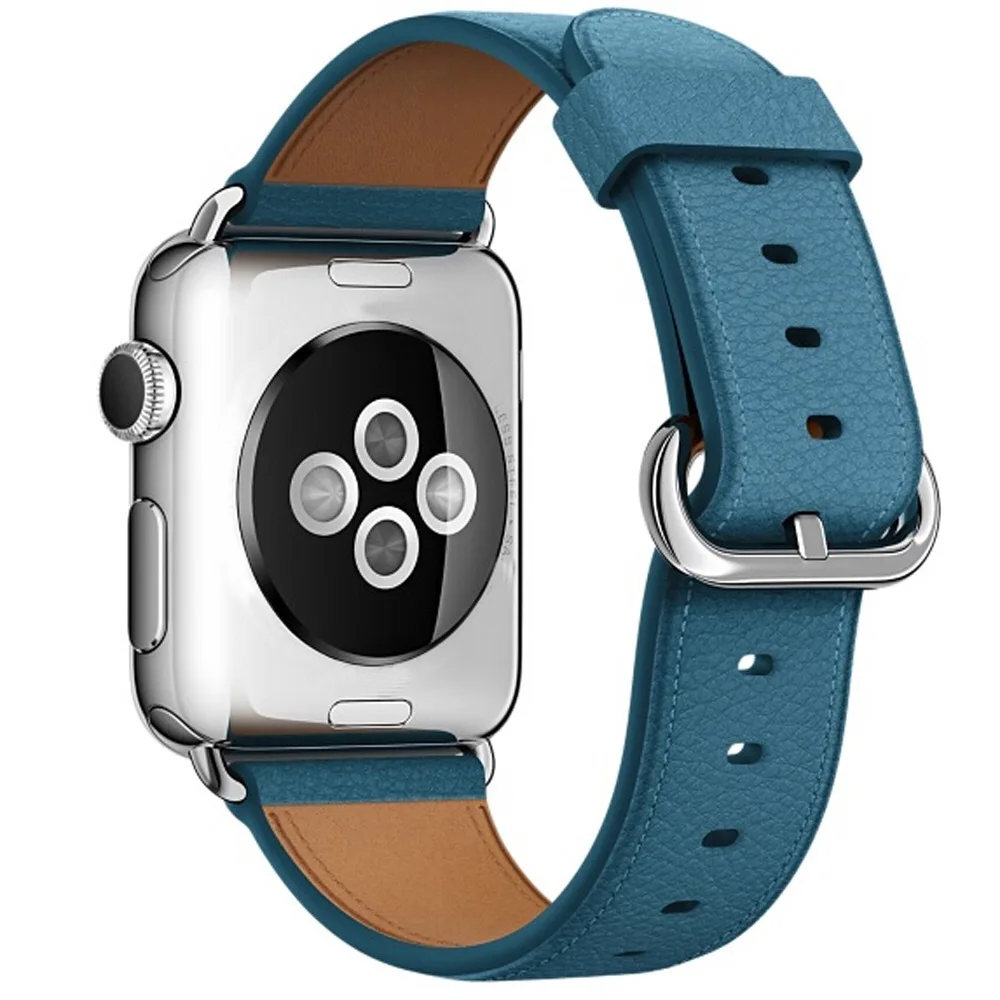 Кожаный ремешок для часов Apple Watch серии 4 3 2 1 для iwatch браслет умные аксессуары наручные для Apple Watch полосы - Цвет: Темно-синий