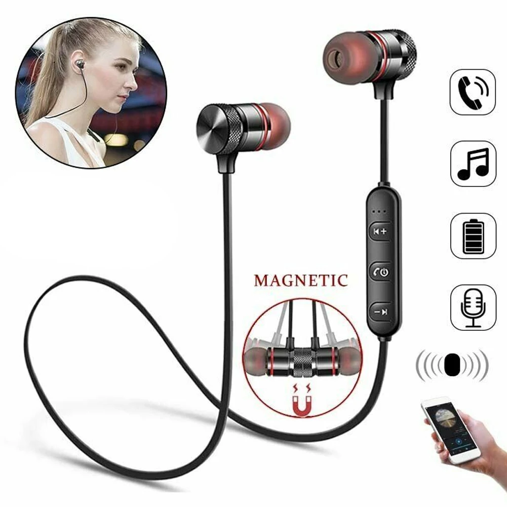 2019 Bluetooth спортивные наушники магнитные для бега гарнитура с микрофоном бас H