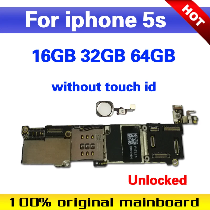 

16GB 32GB 64GB Motherboard with / without touch ID for iphone 5S unlocked mainboard IOS System logic board with chips