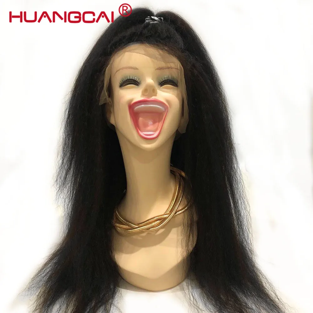 Italian Yaki 360 Lace Frontal Human Hair Wigs For Black Women Brazilian Kinky Straight Lace Front Wigs Pre Plucked Remy Wig