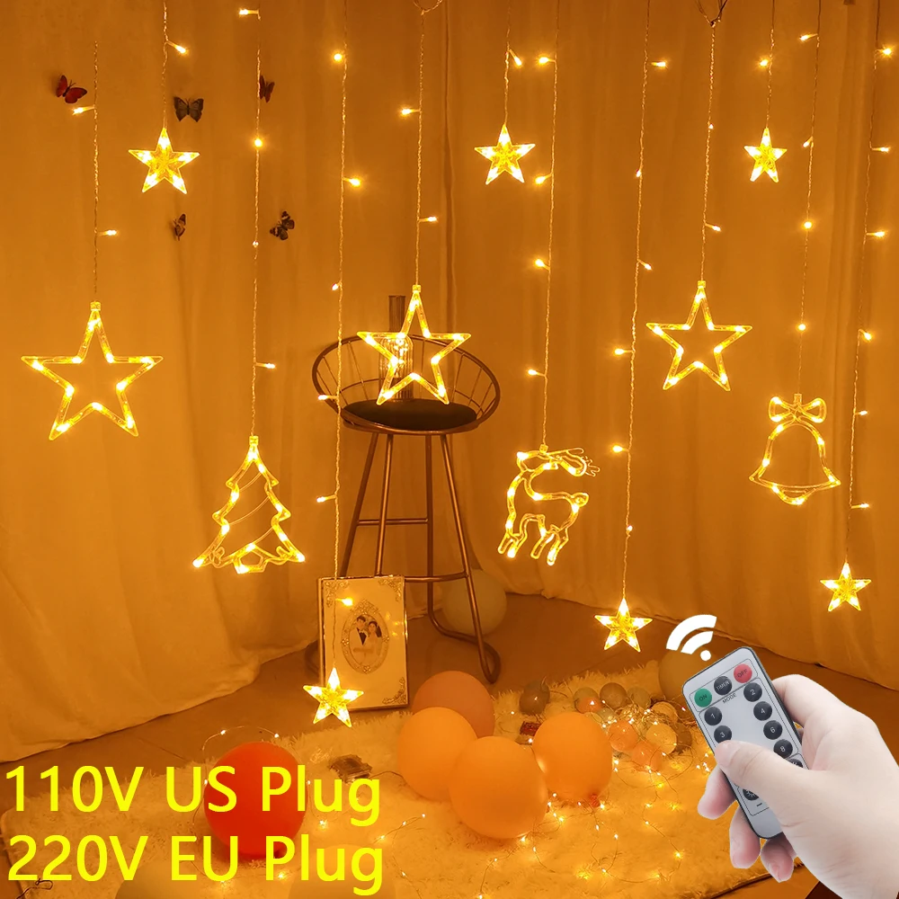 

Festoon String Light Fairy Garland Curtain Lights Christmas Lights EU/US Xmas Decor For Home Holiday Decorative New Year Lamp