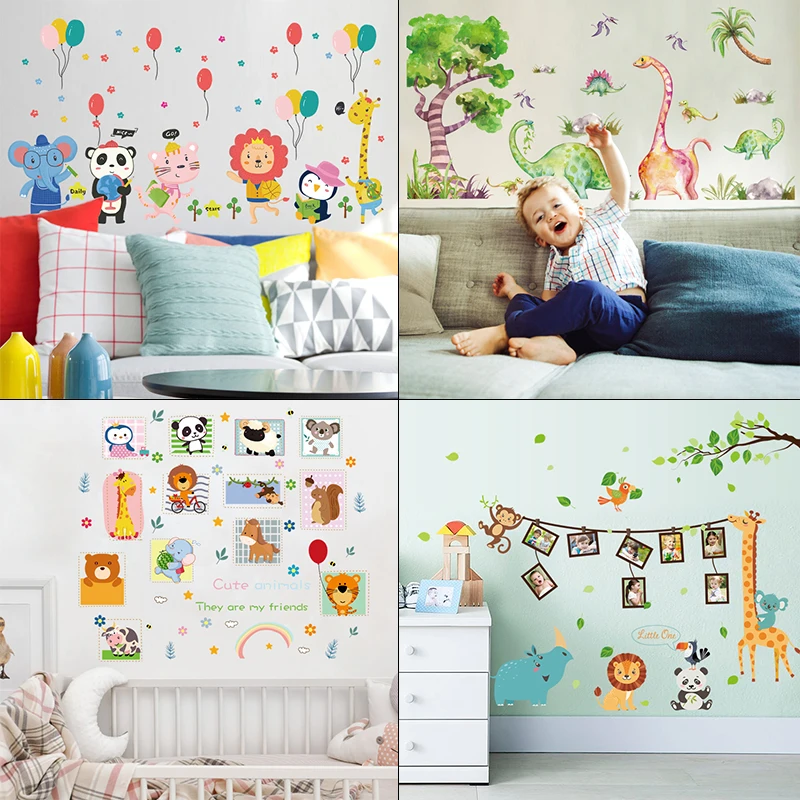 

1 Set Creative Cartoon Series Cartoon Animal Removable Vinyl Wall Stickers Kids Favor Baby Shower Boys Bedroom Cute Art Decals
