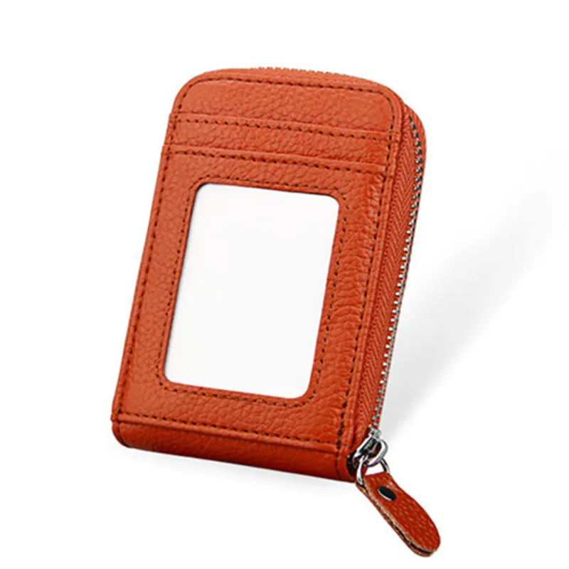 

2020 New Unisex Genuine Leather Zipper Credit Card Holder ID and Credit Card Holders 11 Color RFID Blocking Wallets With