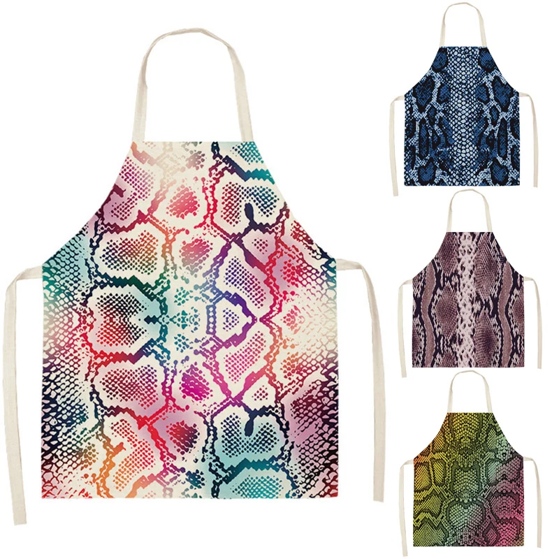 

Leopard Pattern Kitchen Aprons for Women Men Home Cooking Baking Waist Bib Cotton Linen Pinafore Cleaning Tools