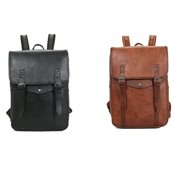 

Retro Men's Backpack Fashion Pu Student Backpack Business Laptop School Computer Bag