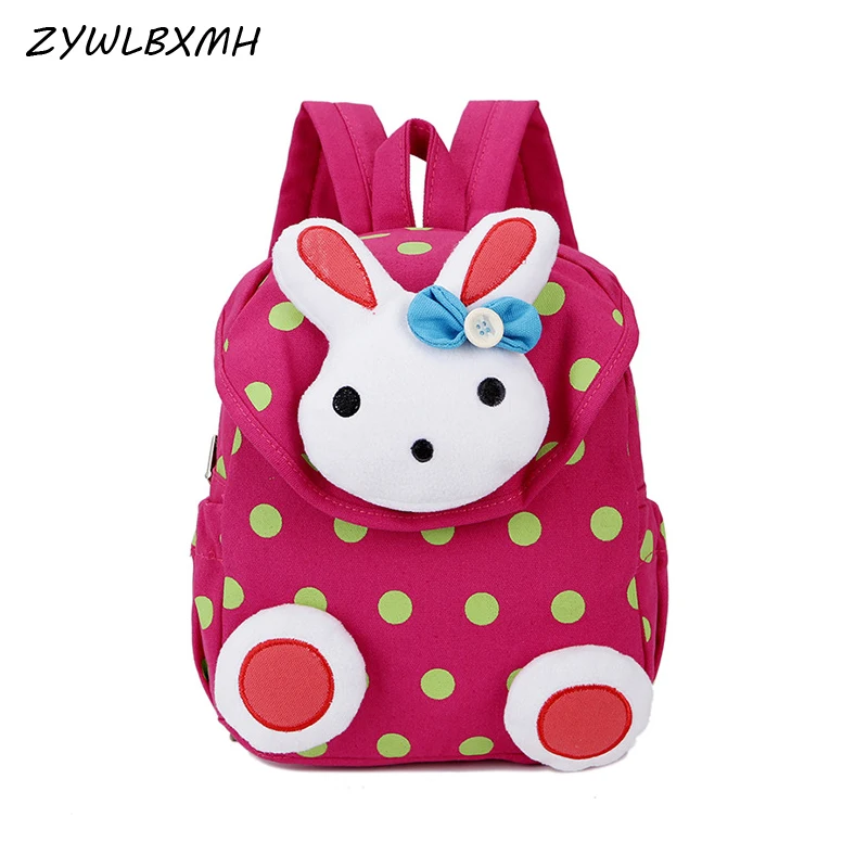 

ZYWLBXMH Child School Bag 3D Rabbit Pattern Backpack Solid Color Zipper Canvas Bag Boy Girl Schoolbag mochilas escolares