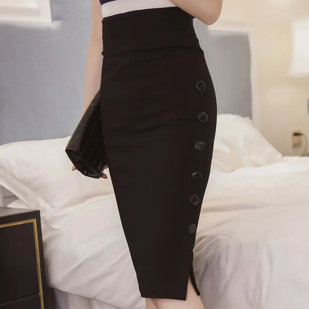 Женская короткая юбка, Женская Летняя Сексуальная Повседневная юбка-карандаш, Женская офисная юбка с высокой талией и пуговицами, разные размеры, новинка, модная t
