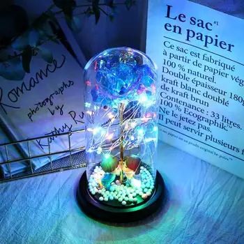 

Rose In Glass Dome Forever Rose LED Red Rose Special Romantic Gift Valentines Day Gift LED Rose Lamps