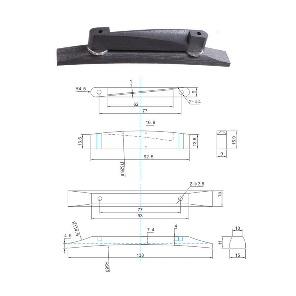 Эбеновое дерево джазовый мост для джазовая гитара с выгнутой верхней декой Запчасти Аксессуары