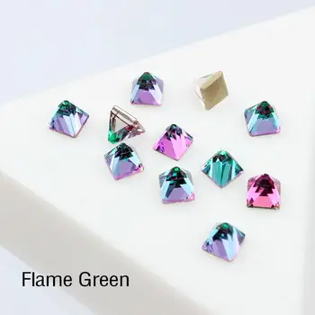 

Green Volcano Square Cone Shape Fancy Nail Art RhinestonesDIY Nails Art Decoration and Crafts
