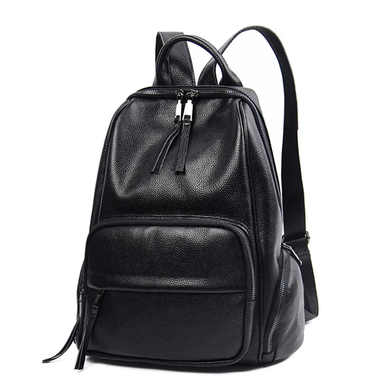 Женский кожаный рюкзак, новая модная Многофункциональная Кожаная сумка, сумка через плечо, женская сумка, женский рюкзак - Цвет: Черный