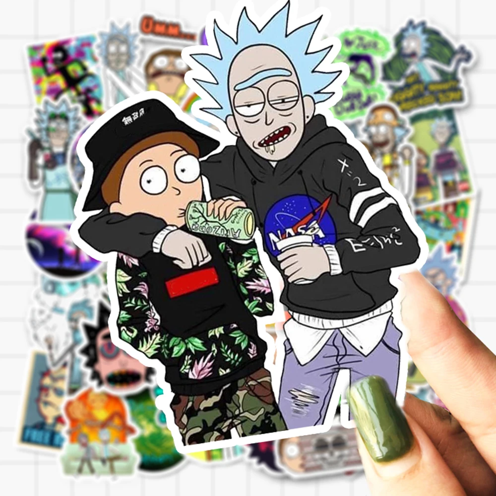 VANMAXX 50/85 Pieces Cartoon Rick and Morty Stickers Waterproof Vinyl Decal for Laptop Helmet Bicycle Luggage Toy Car Stickers