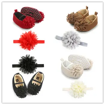 

Newborn Toddler Infant Baby Girls Reborn Princess Pram Floral Shoes Toddler Anti-Slip Boots Headband Sandals