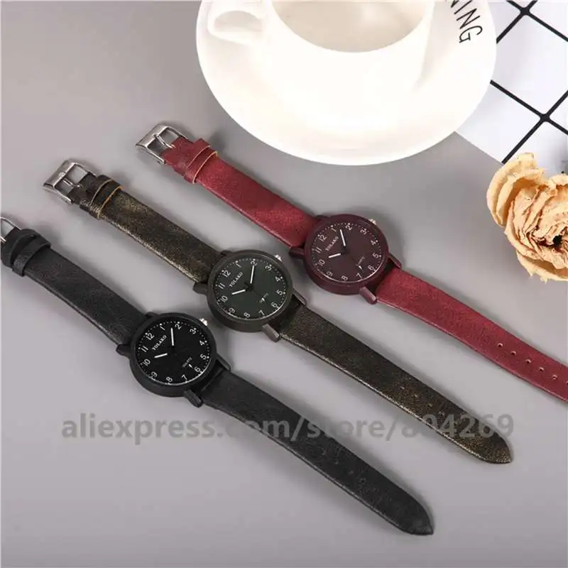 Hot Casual Men Sport Quartz Watch Leather No Logo Relogio Masculino Casual Clock 920456