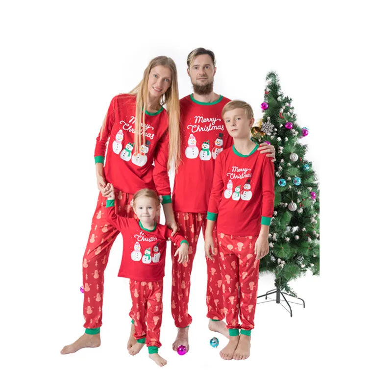 Коллекция года, лидер продаж, футболка для папы, мамы, детей, маленьких мальчиков и девочек топы, штаны Семейные пижамы, одежда для сна рождественские наряды красный цвет, год