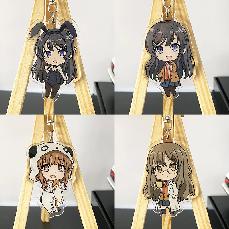 Fashion Sakurajima Mai Key Chain Japan Anime Rascal Does Not Dream of Bunny Girl Acrylic Keychain Bag Charm Decoration Trinkets