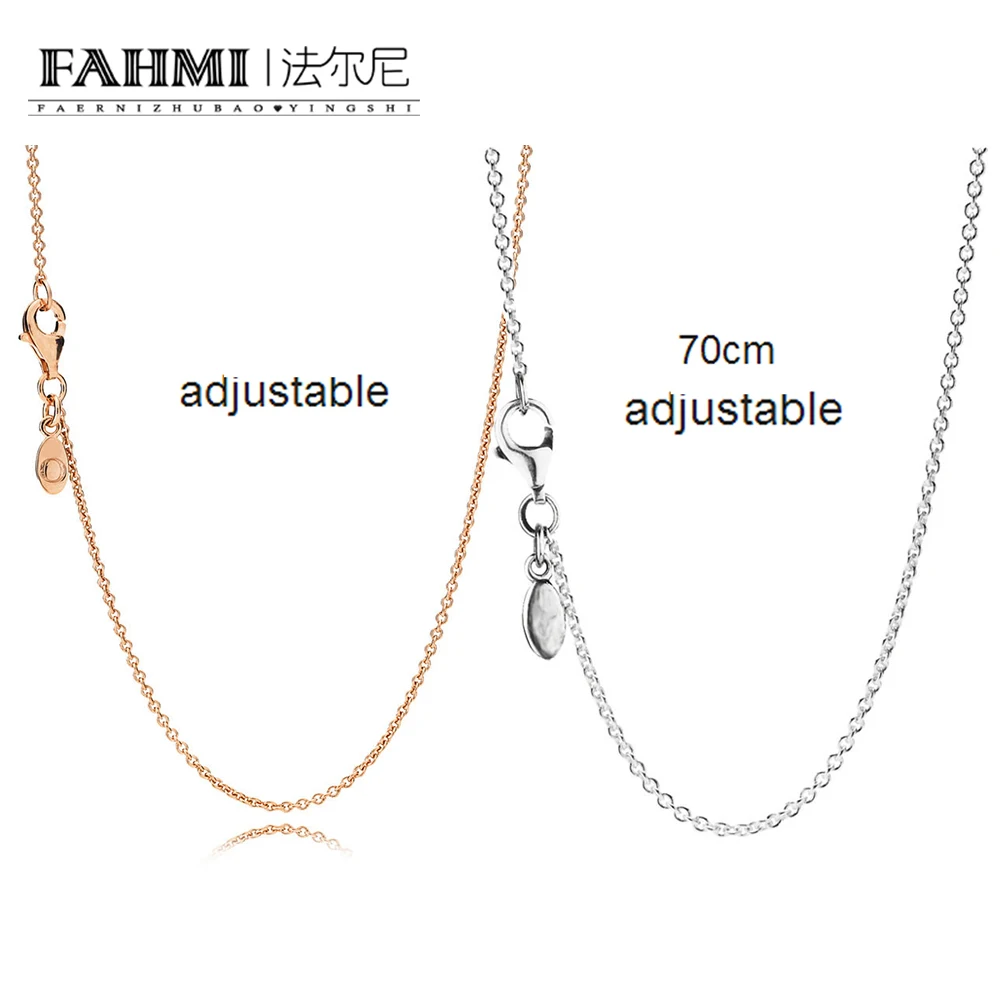 

FAHMI 100% 925 Sterling Silver 1:1 Charm ROSE NECKLACE CHAIN