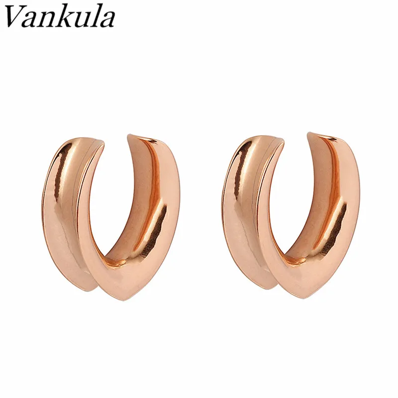 rose gold Ванкула 2шт 316L нержавеющая сталь PVD покрытие Беруши Тоннели Новое седло ушные датчики гири для пирсинга уха - Окраска металла: rose gold