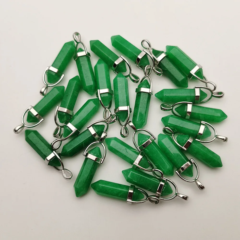 

natural stone Malay jades crystal pillar Pendants & necklaces for making Jewelry fashion charm Point trendy 24pcs Free shipping