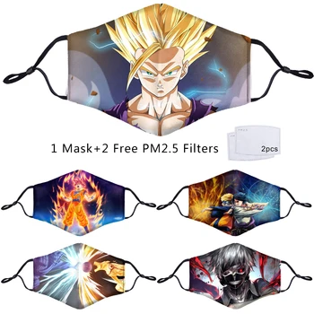

Fashion Japanese Anime 3D Print Face Masks Cool DRAGON BALL NARUTO Pikachu PM2.5 Dust-proof Mouth Masks Washable Reusable Mask
