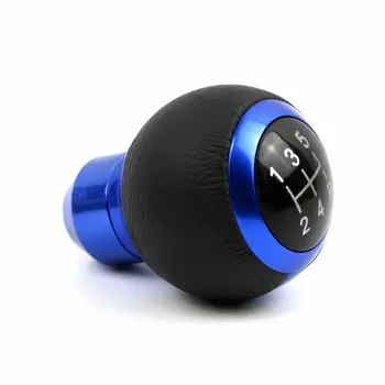 

Car Gear Shift Knob 5 Speed Universal Manual Lever Shifter Blue Aluminum W Leather