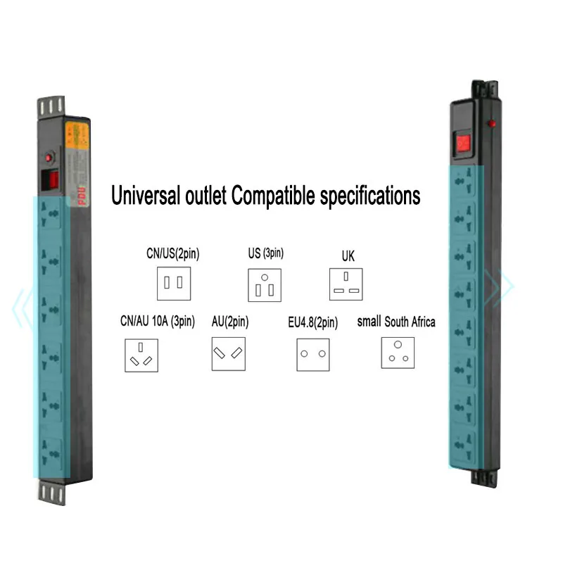 Tomada com Interruptor Proteção contra Sobrecarga Tomada Universal Lightning Soquete Extensor Energia Alta Pdu 6 - 8ac - Image 3