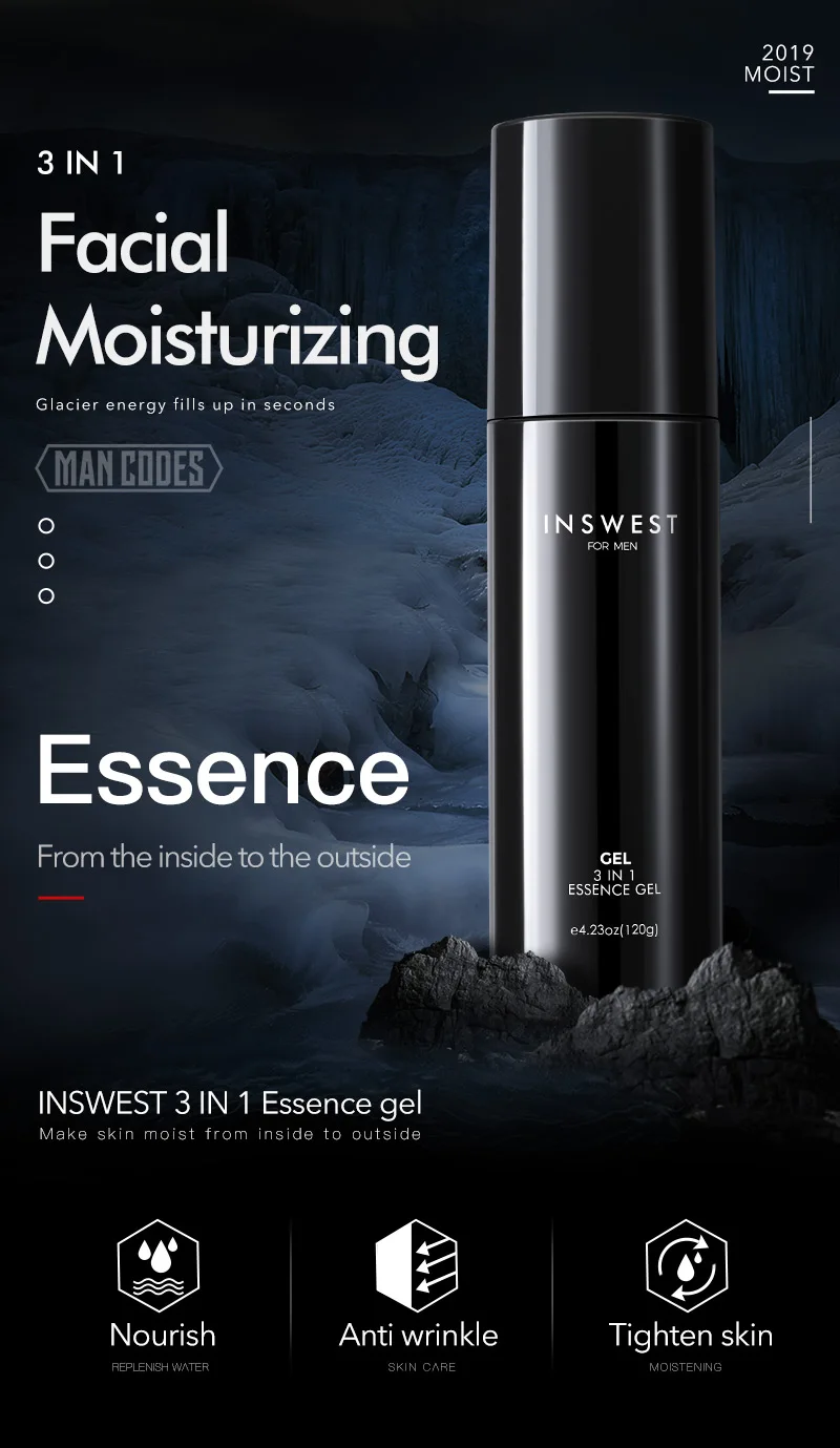 INSWEST 120ml 3 In 1 Ginseng Face Serum Anti Wrinkle Moisturize Essence Brighten Shrink Pores Facial Serum Soothes Skin Care