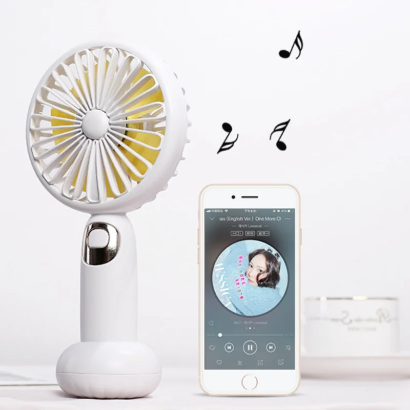Мини-вентилятор Bluetooth динамик портативный вентилятор ручной музыкальный фанат USB аккумуляторная батарея работает электрический Персональный вентилятор для офиса