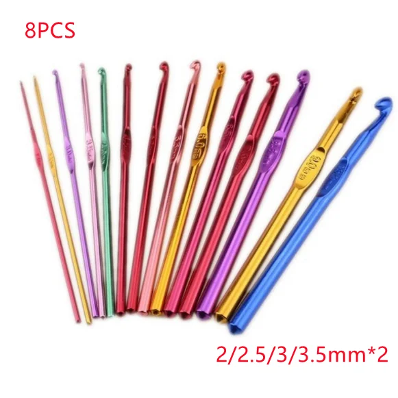 Fiber 8PCS 2/2.5/3/3.5mm Aluminum Oxide Sewing Needles Crochet Hooks Weave Crochet Needles Set Sweater Knitting Yarn Knit Hook Tools stitching material online Fabric & Sewing Supplies