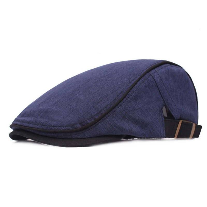 NV New Cotton And Linen Hemp Beret Men Gorras Planas Cap Boinas Masculinas Flat Caps Men's Hats - Color: NV