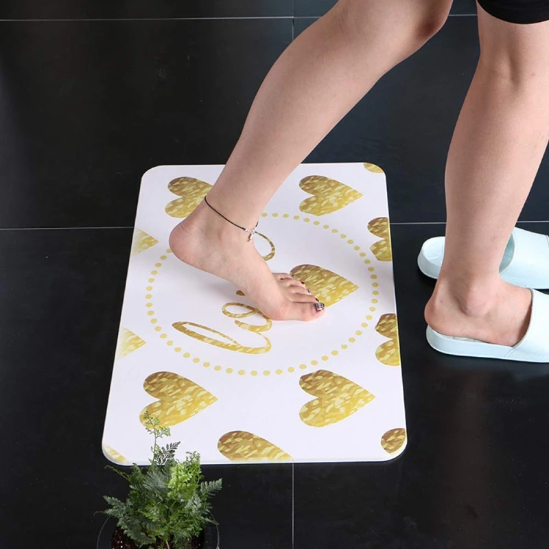 

White Gold Diatom Mud Mat Kitchen Door Bathroom Mat, Diatomaceous Earth Pad Water Absorption And Quick-Drying Bathroom Mat