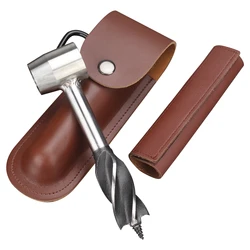 WESSLECO – outil EDC clé à main 3 en 1, mèche de forage, outils de brousse pour la survie, tarière manuelle avec étui en cuir 
