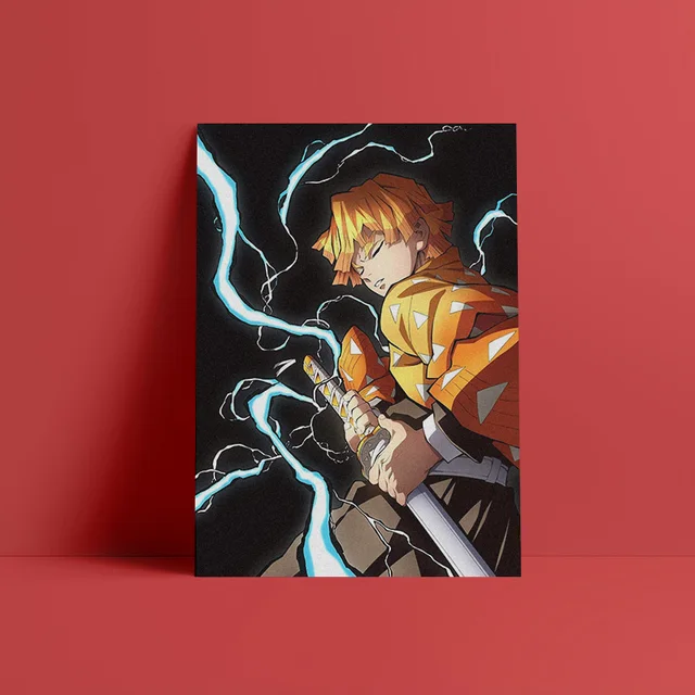 Quadro decorativo Poster Zenitsu Desenho Demon Slayer Arte para sala quarto  no Shoptime