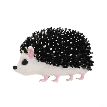 

Black Enamel Hedgehog Brooches For Women Lovely Animal Fashion Jewelry Pins Gift 2019